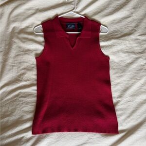 Dark Red Collared Knit Tank